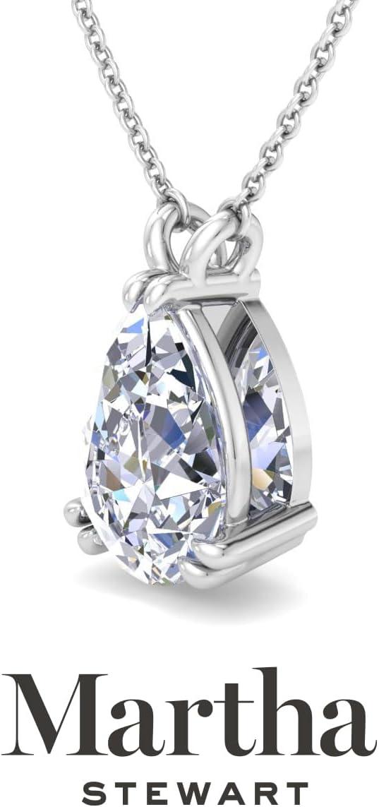 imageMartha Stewart Pear Shape Lab Grown Diamond Solitaire Necklace in 14 Karat Gold Lab Grown Diamond Necklacewhitegold