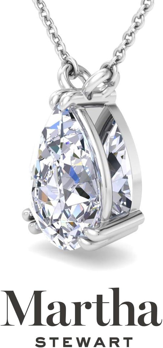 imageMartha Stewart Pear Shape Lab Grown Diamond Solitaire Necklace in 14 Karat Gold Lab Grown Diamond Necklacewhitegold