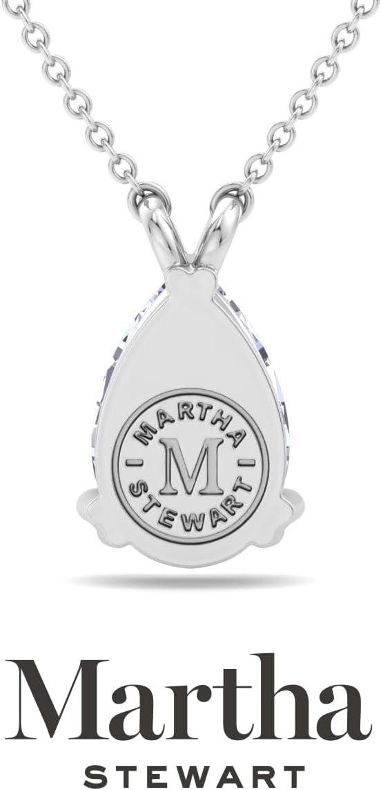 imageMartha Stewart Pear Shape Lab Grown Diamond Solitaire Necklace in 14 Karat Gold Lab Grown Diamond Necklacewhitegold