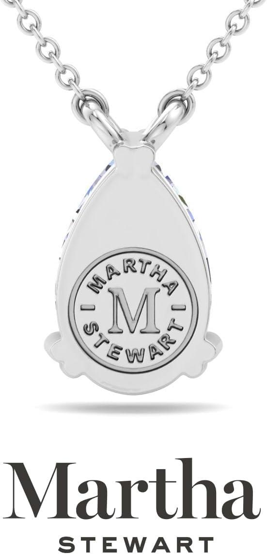 imageMartha Stewart Pear Shape Lab Grown Diamond Solitaire Necklace in 14 Karat Gold Lab Grown Diamond Necklacewhitegold