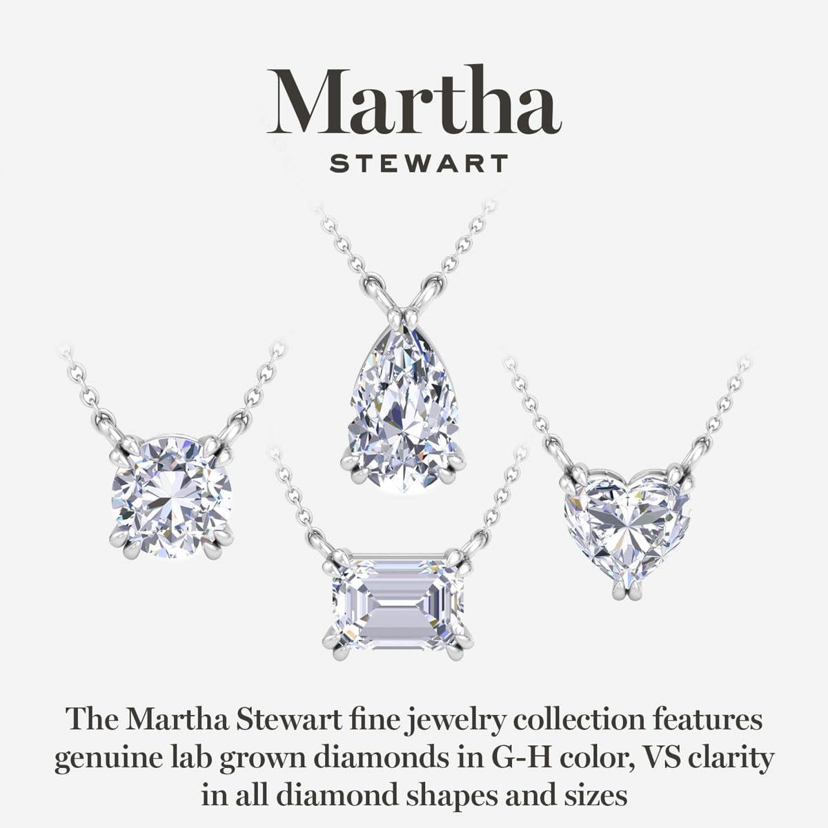 imageMartha Stewart Pear Shape Lab Grown Diamond Solitaire Necklace in 14 Karat Gold Lab Grown Diamond Necklacewhitegold