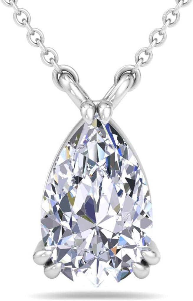 imageMartha Stewart Pear Shape Lab Grown Diamond Solitaire Necklace in 14 Karat Gold Lab Grown Diamond Necklacewhitegold