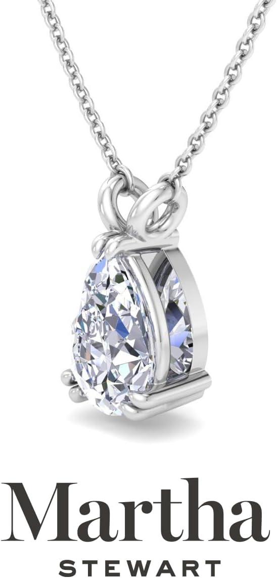 imageMartha Stewart Pear Shape Lab Grown Diamond Solitaire Necklace in 14 Karat Gold Lab Grown Diamond Necklacewhitegold