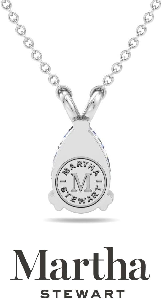 imageMartha Stewart Pear Shape Lab Grown Diamond Solitaire Necklace in 14 Karat Gold Lab Grown Diamond Necklacewhitegold