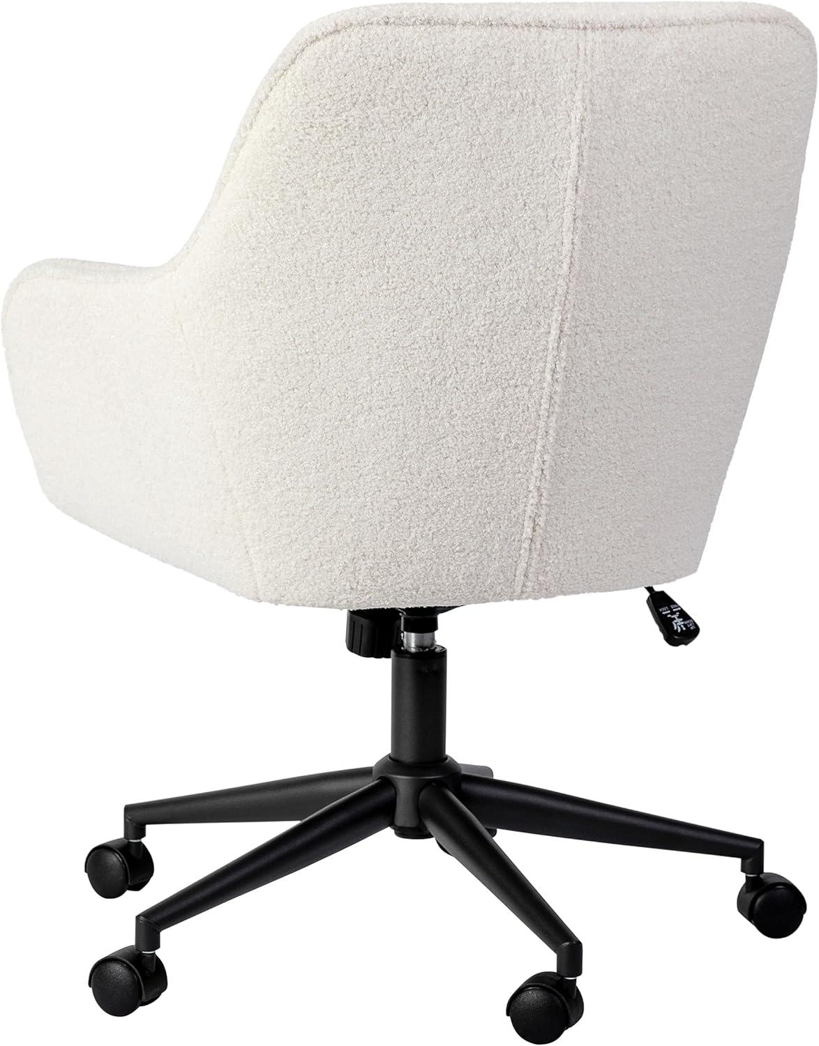 imageMartha Stewart Rayna Swivel Task Chair with Flared Arms for Home Office in White Boucle with Oil Rubbed Bronze FrameWhite BoucleOil Rubbed Bronze