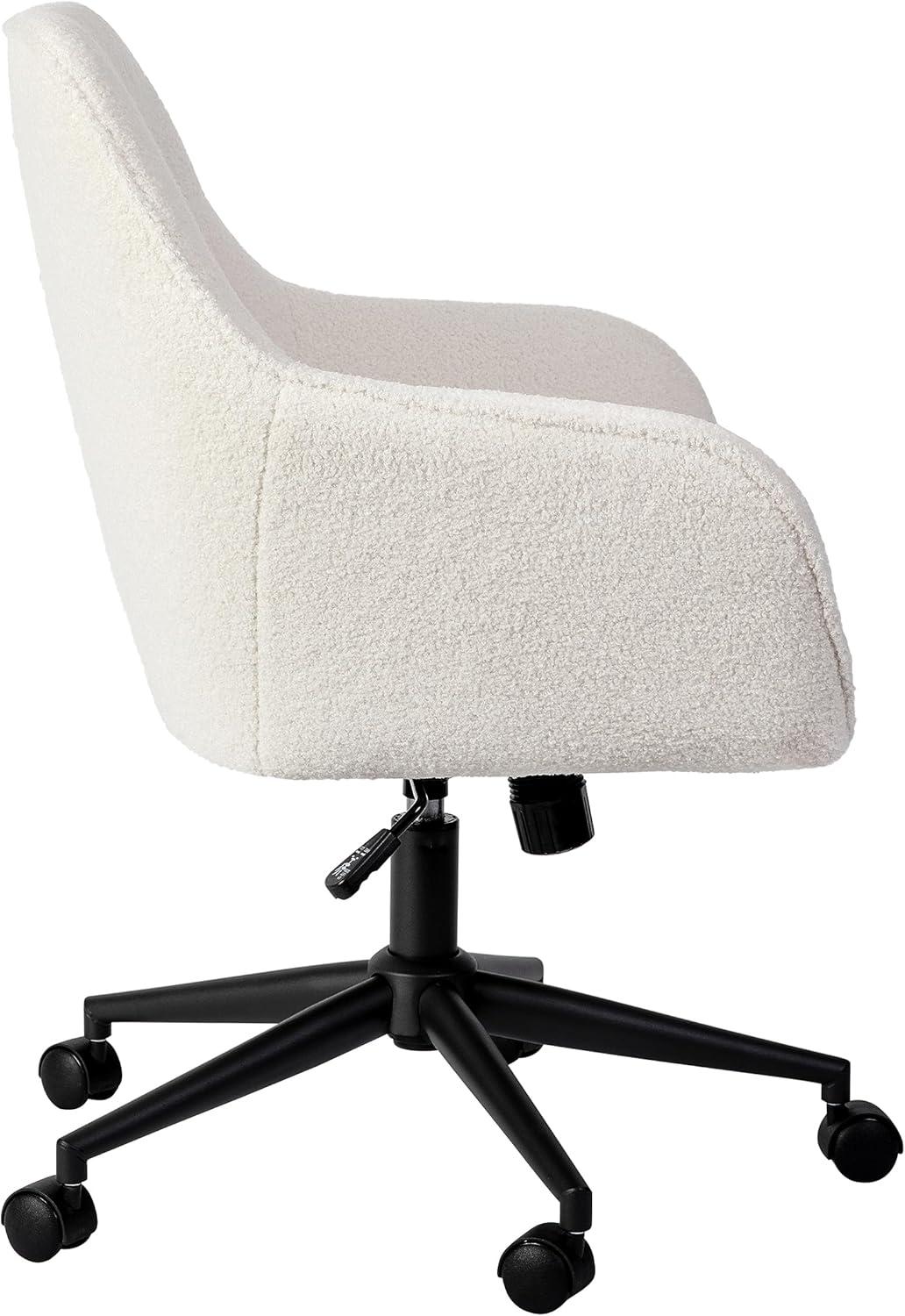 imageMartha Stewart Rayna Swivel Task Chair with Flared Arms for Home Office in White Boucle with Oil Rubbed Bronze FrameWhite BoucleOil Rubbed Bronze