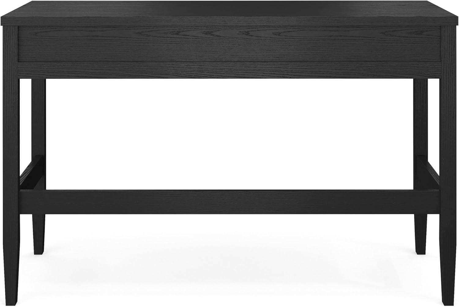 imageMartha Stewart Rhett Home Office Desk with 3 Drawers and Tapered Legs in Black with Oil Rubbed Bronze HardwareBlack FrameOil Rubbed Bronzed Hardware