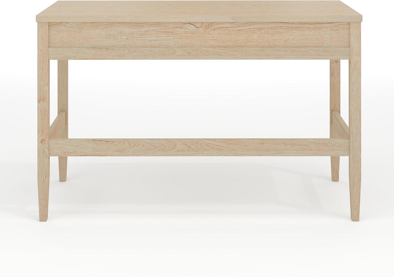 imageMartha Stewart Rhett Home Office Desk with 3 Drawers and Tapered Legs in Black with Oil Rubbed Bronze HardwareLight Natural FrameAntique Bronze Hardware