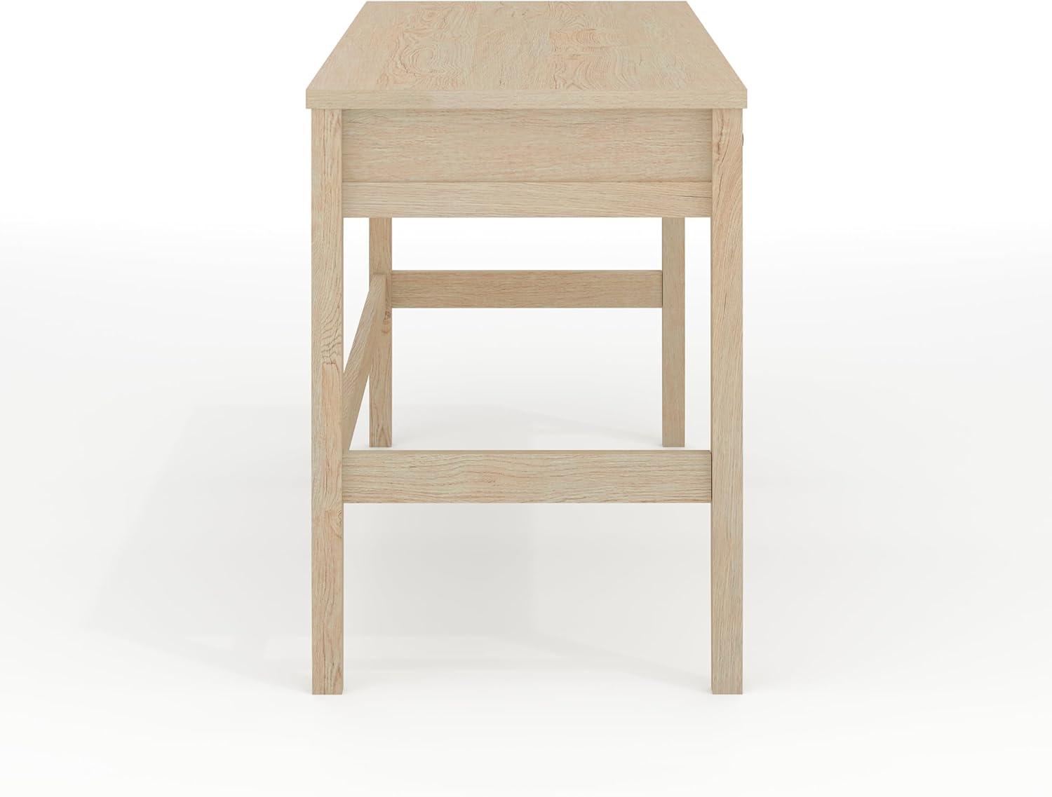 imageMartha Stewart Rhett Home Office Desk with 3 Drawers and Tapered Legs in Black with Oil Rubbed Bronze HardwareLight Natural FrameAntique Bronze Hardware