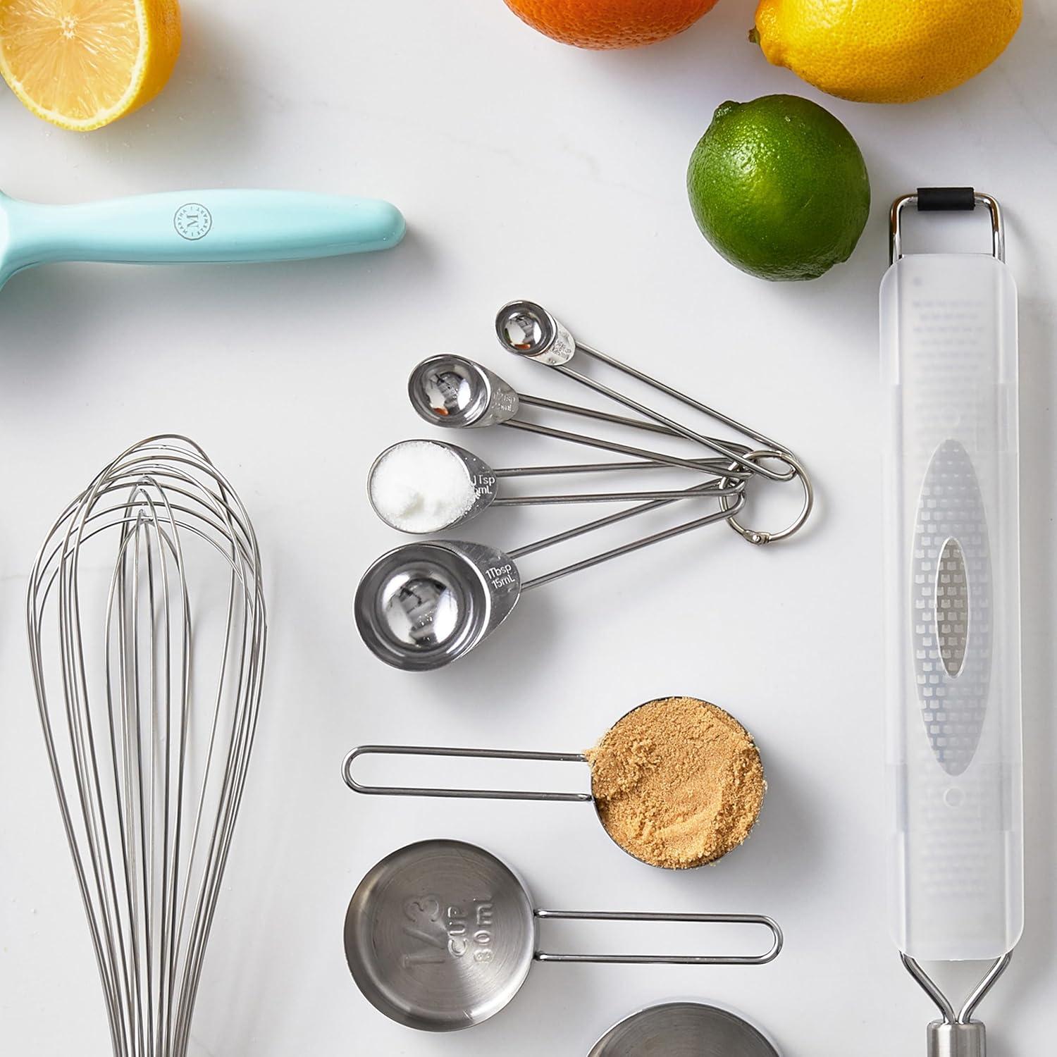 imageMartha Stewart Richburn 4Piece Gold Stainless Steel Measuring Spoons Set Durable and Stylish Kitchen Measuring Tools for Precise Baking and CookingSilver