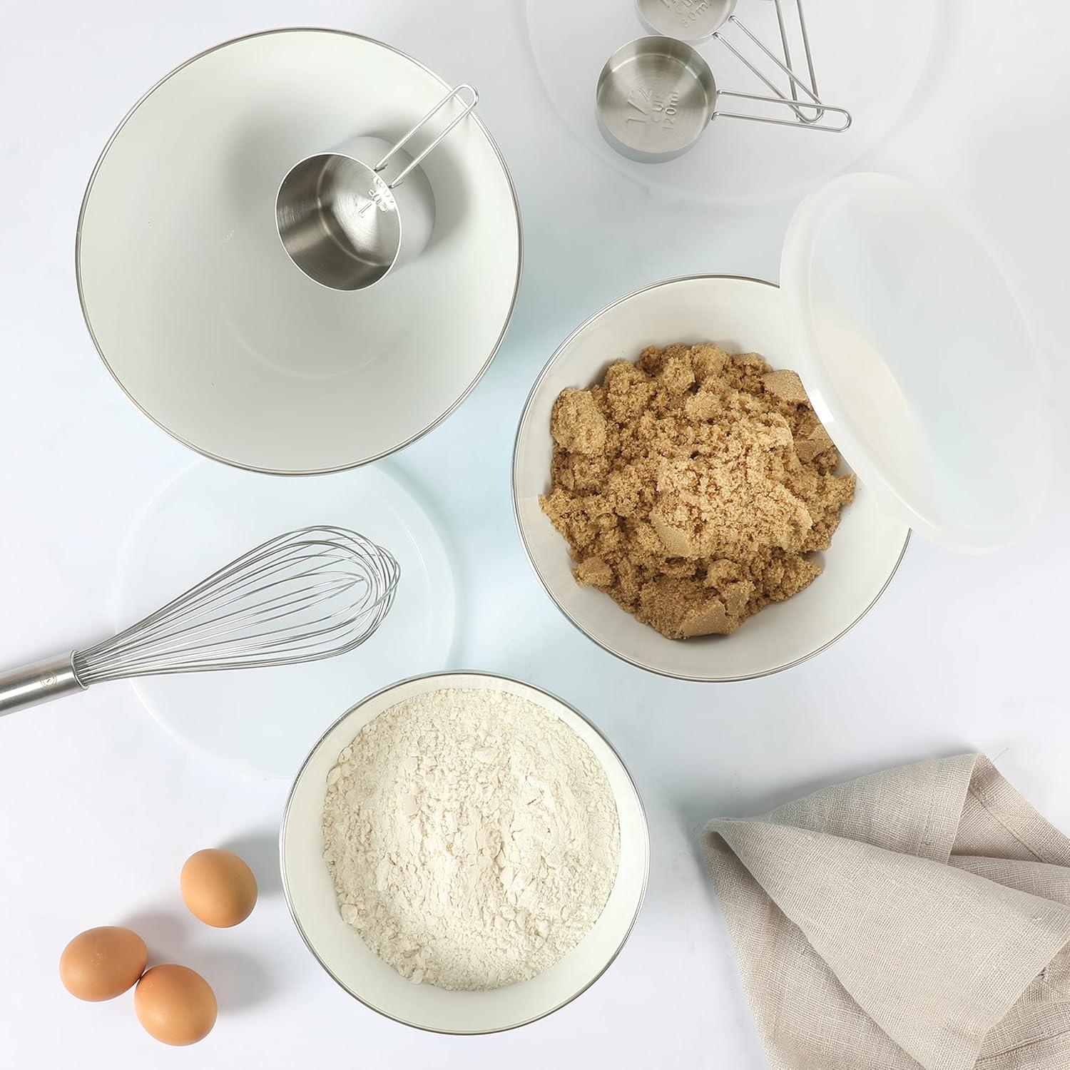 imageMartha Stewart Rockledge 6 Piece Enamel on Steel 4Qt 33 Qt ampamp 24 Qt Mixing Bowl Set WLids Martha Blue