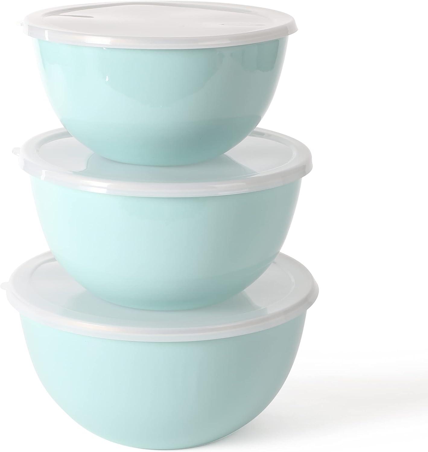 imageMartha Stewart Rockledge 6 Piece Enamel on Steel 4Qt 33 Qt ampamp 24 Qt Mixing Bowl Set WLids Martha Blue