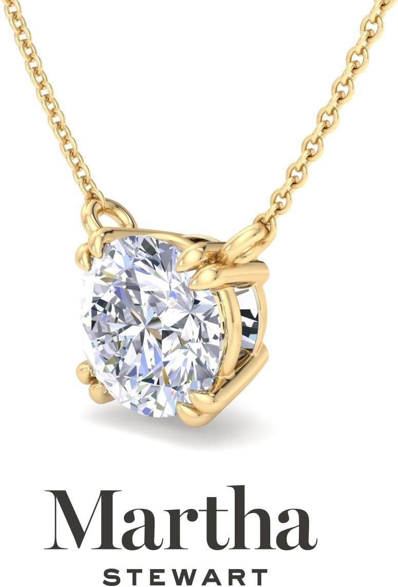 imageMartha Stewart Round Shape Lab Grown Diamond Solitaire Necklace In 14 Karat Goldyellowgold
