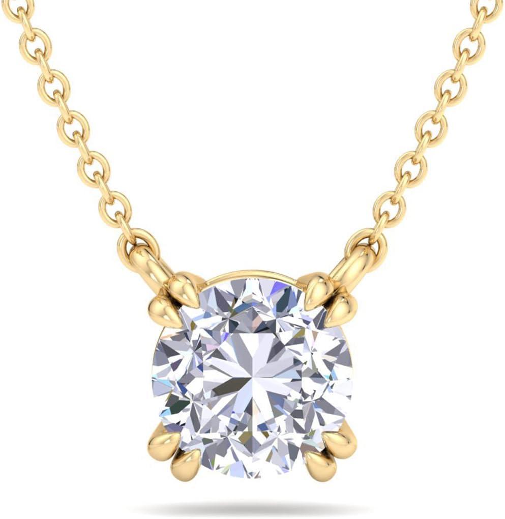 imageMartha Stewart Round Shape Lab Grown Diamond Solitaire Necklace In 14 Karat Goldyellowgold