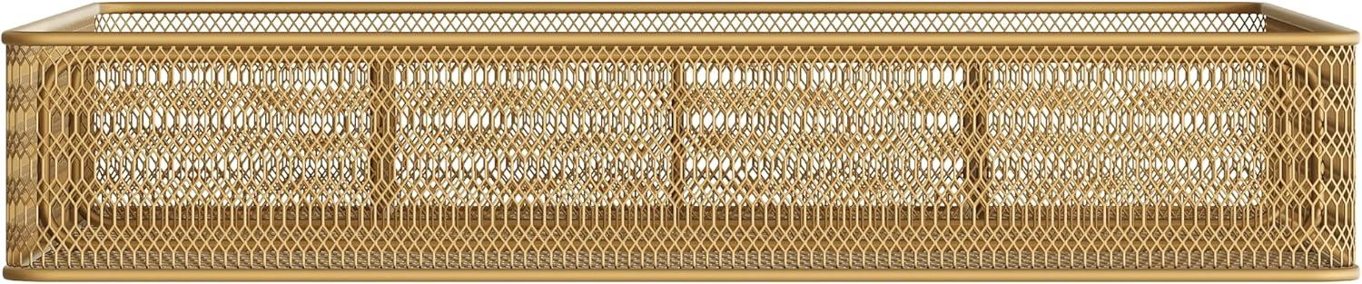 imageMartha Stewart Ryder Gold Mesh Metal 6 Compartment Large Desk Drawer Organizer for Accessories and Office Supplies