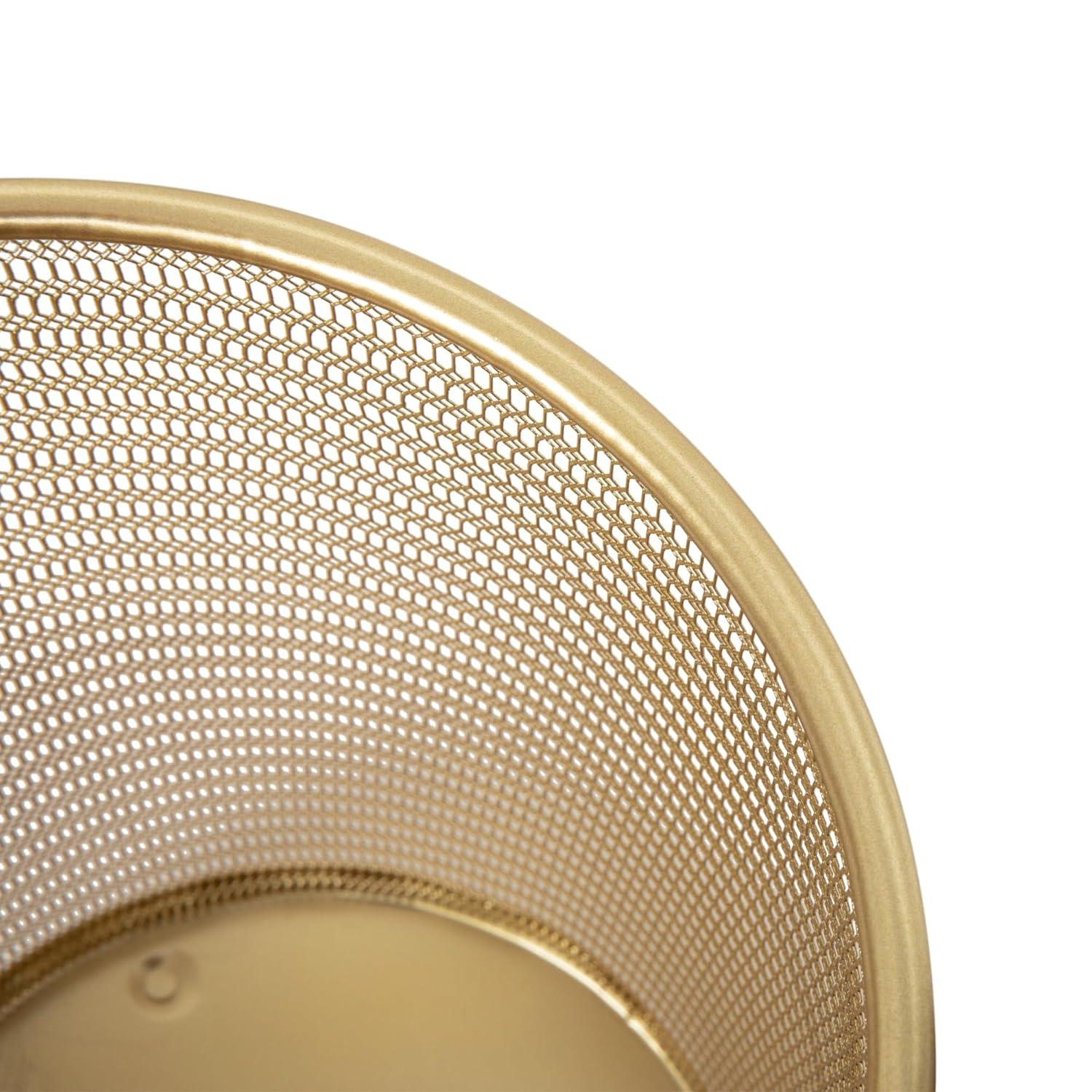 imageMartha Stewart Ryder Gold Mesh Metal Trash Can 45 Gallon Wastebasket for Office