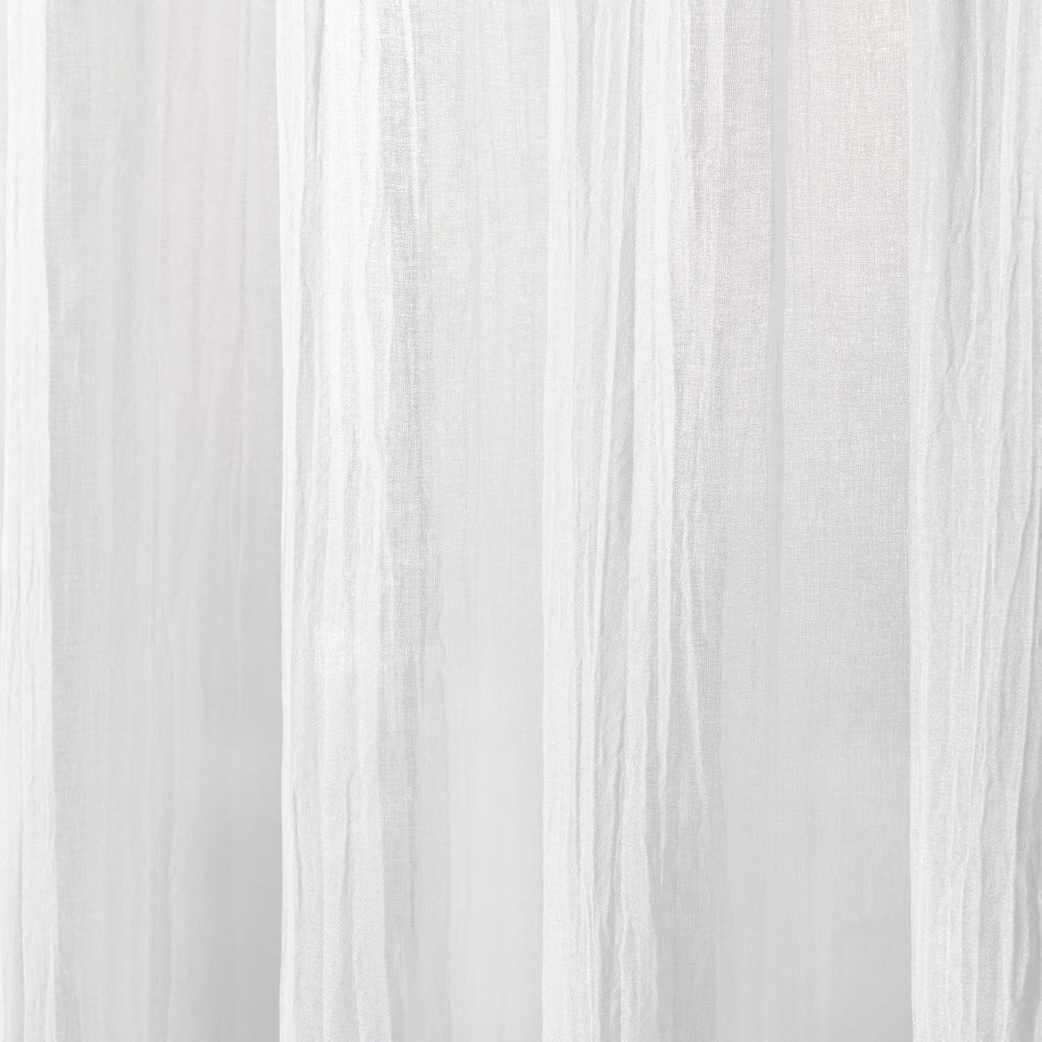 imageMartha Stewart Sheer Curtains Crinkle Textured Rod Pocket Window Curtain Panel Pair 84quot WhiteWhite