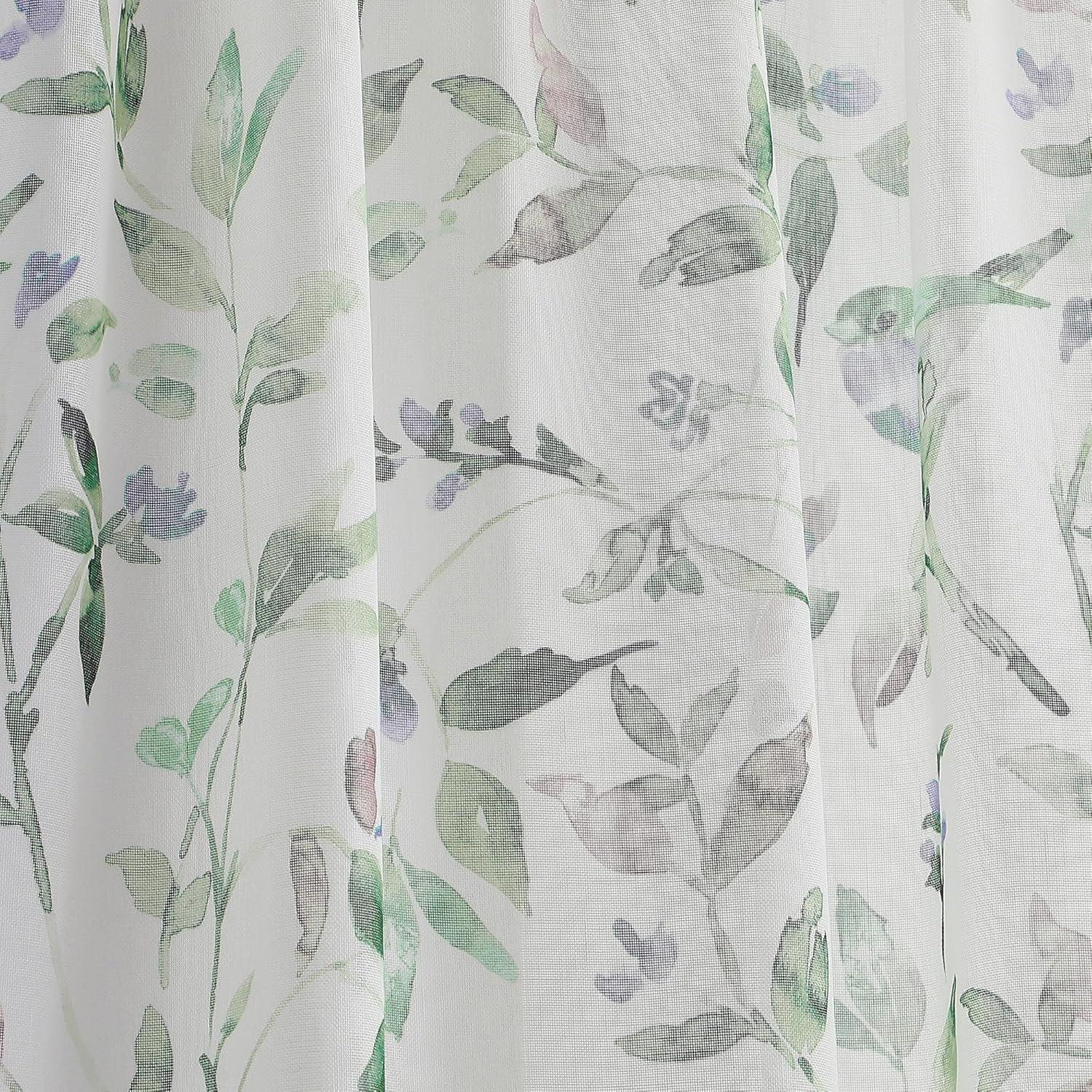 imageMartha Stewart Sheer Curtains Floral Botanical Kensington Flower Garden Rod Pocket Window Curtain Panel Pair 95quot Multi PinkMulti Green