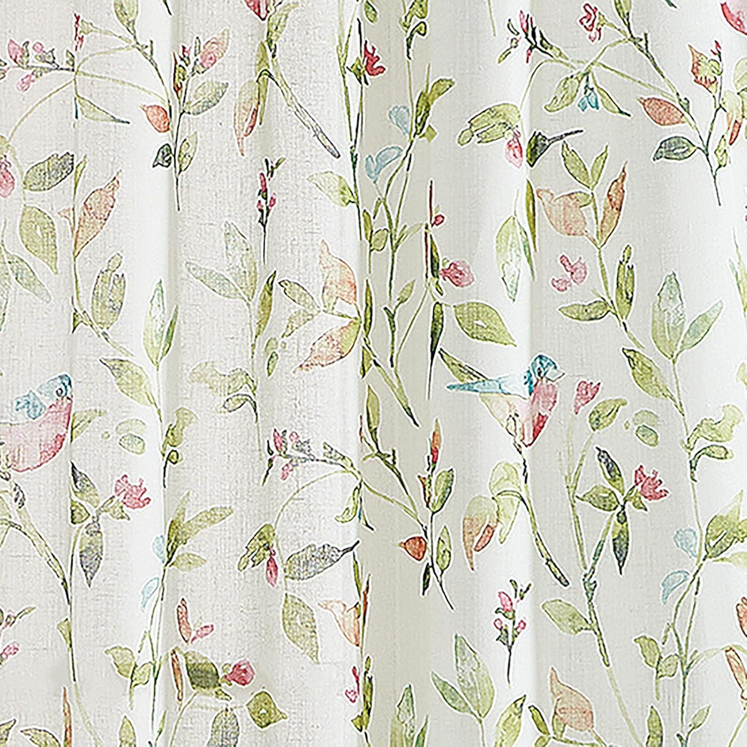 imageMartha Stewart Sheer Curtains Floral Botanical Kensington Flower Garden Rod Pocket Window Curtain Panel Pair 95quot Multi PinkMulti Pink