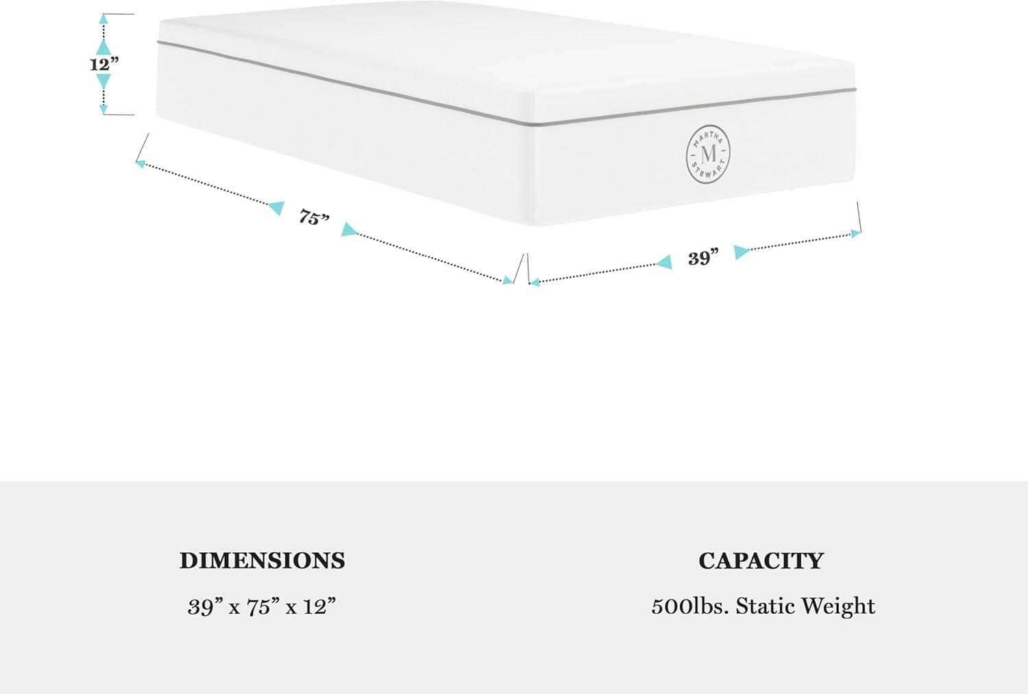 imageMartha Stewart SleepComplete King Mattress in a Box Firm Pocket Spring and Foam Hybrid Mattress DualAction Cooling 5Way Zoning Coolweave Cover 12 quot WhiteTwin