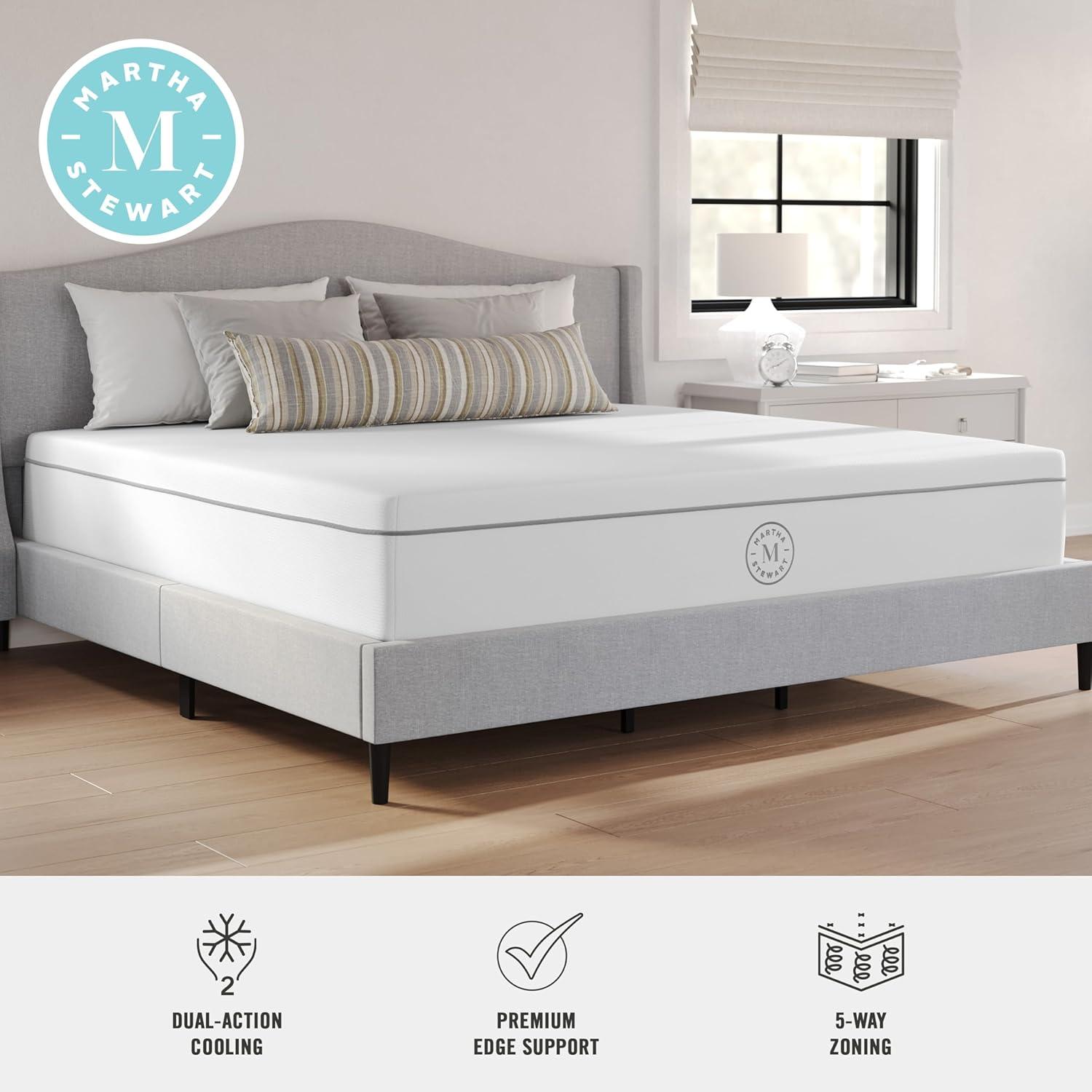 imageMartha Stewart SleepComplete King Mattress in a Box Firm Pocket Spring and Foam Hybrid Mattress DualAction Cooling 5Way Zoning Coolweave Cover 12 quot WhiteKing