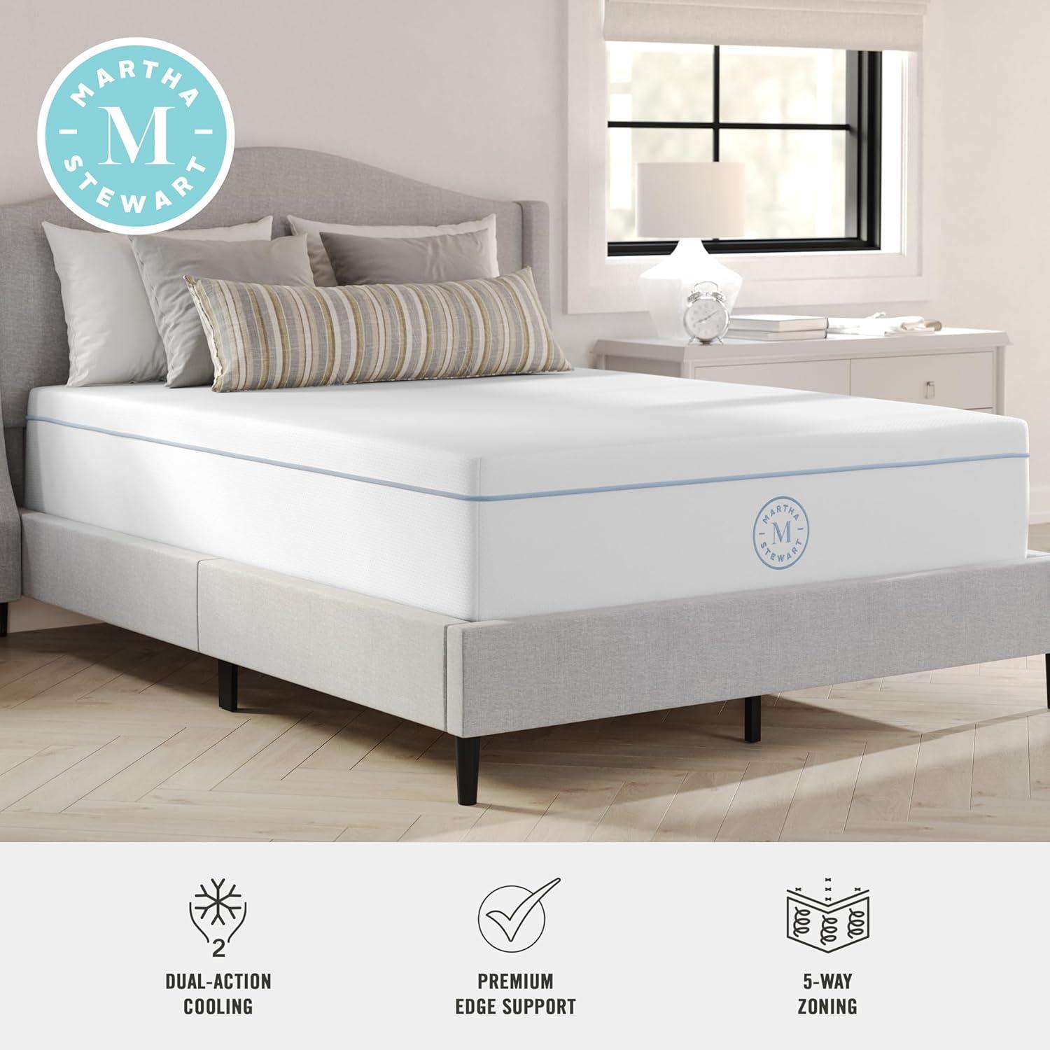 imageMartha Stewart SleepComplete King Mattress in a Box Firm Pocket Spring and Foam Hybrid Mattress DualAction Cooling 5Way Zoning Coolweave Cover 12 quot WhiteFull