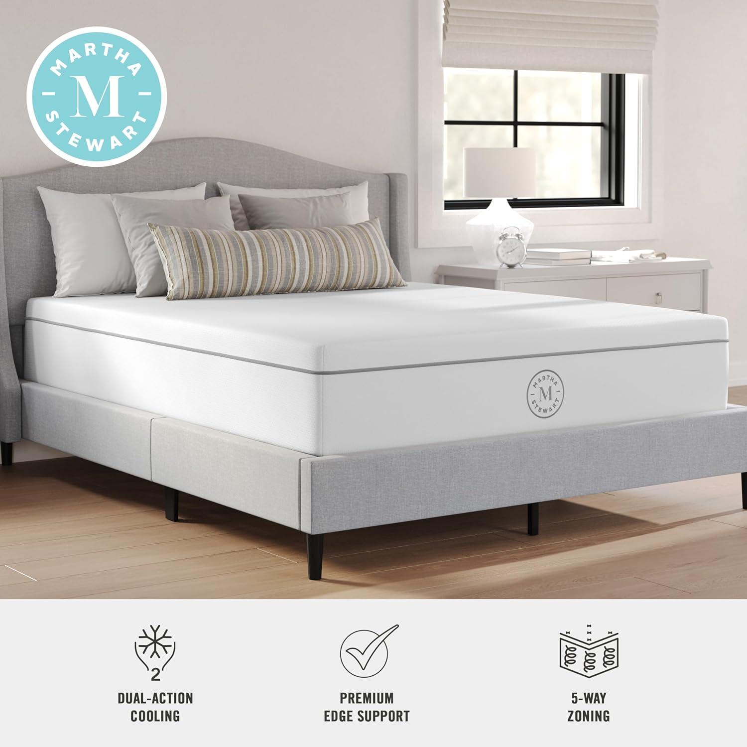 imageMartha Stewart SleepComplete King Mattress in a Box Firm Pocket Spring and Foam Hybrid Mattress DualAction Cooling 5Way Zoning Coolweave Cover 12 quot WhiteQueen