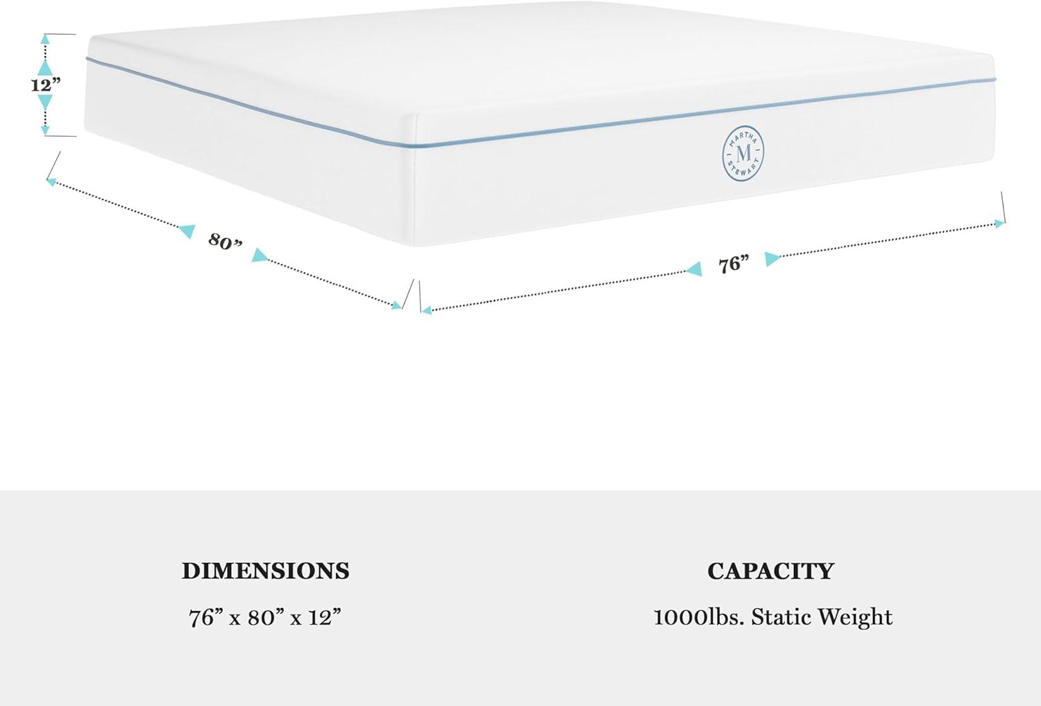 imageMartha Stewart SleepComplete King Mattress in a Box Firm Pocket Spring and Foam Hybrid Mattress DualAction Cooling 5Way Zoning Coolweave Cover 12 quot WhiteKing