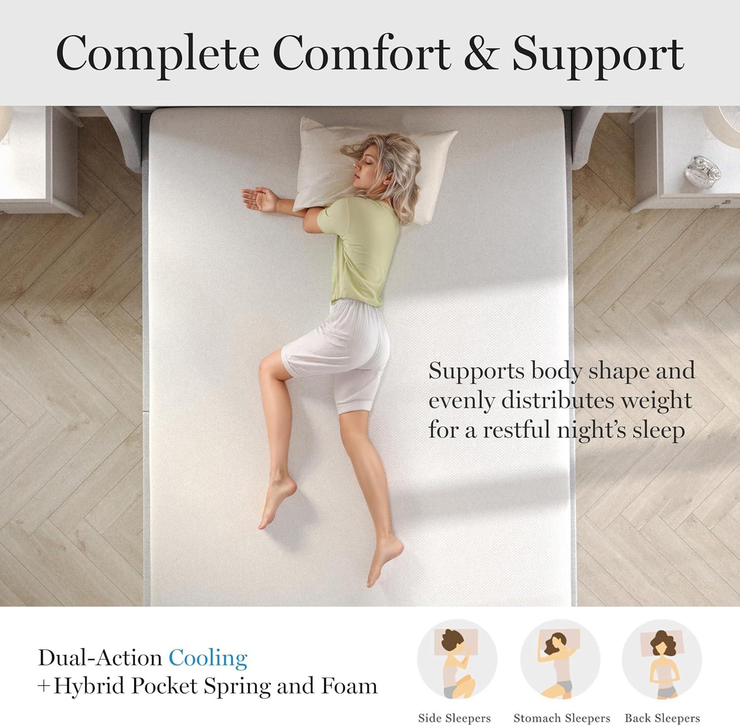 imageMartha Stewart SleepComplete King Mattress in a Box Firm Pocket Spring and Foam Hybrid Mattress DualAction Cooling 5Way Zoning Coolweave Cover 12 quot WhiteKing