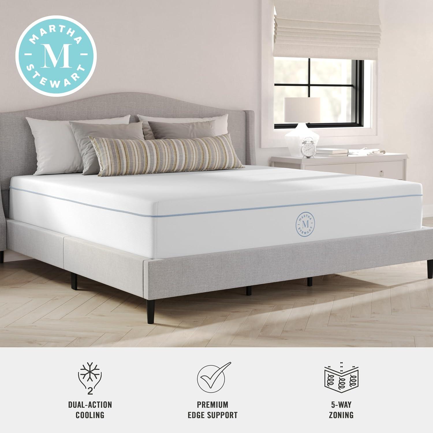 imageMartha Stewart SleepComplete King Mattress in a Box Firm Pocket Spring and Foam Hybrid Mattress DualAction Cooling 5Way Zoning Coolweave Cover 12 quot WhiteKing
