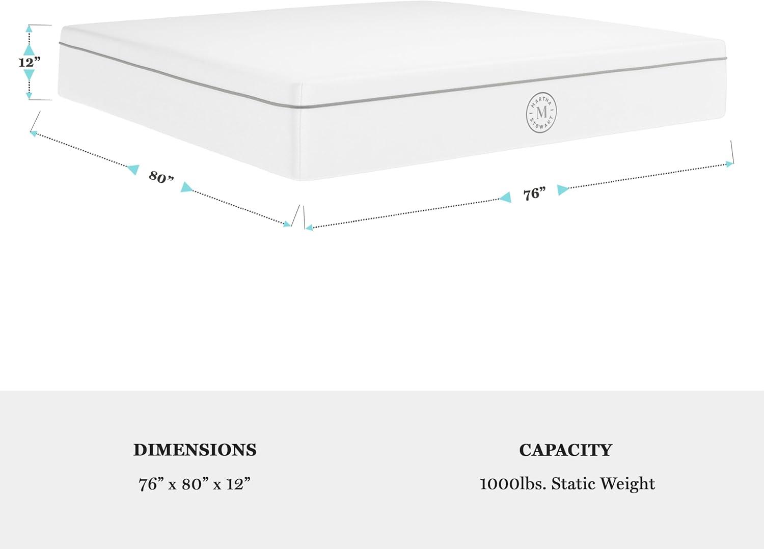 imageMartha Stewart SleepComplete King Mattress in a Box Firm Pocket Spring and Foam Hybrid Mattress DualAction Cooling 5Way Zoning Coolweave Cover 12 quot WhiteKing