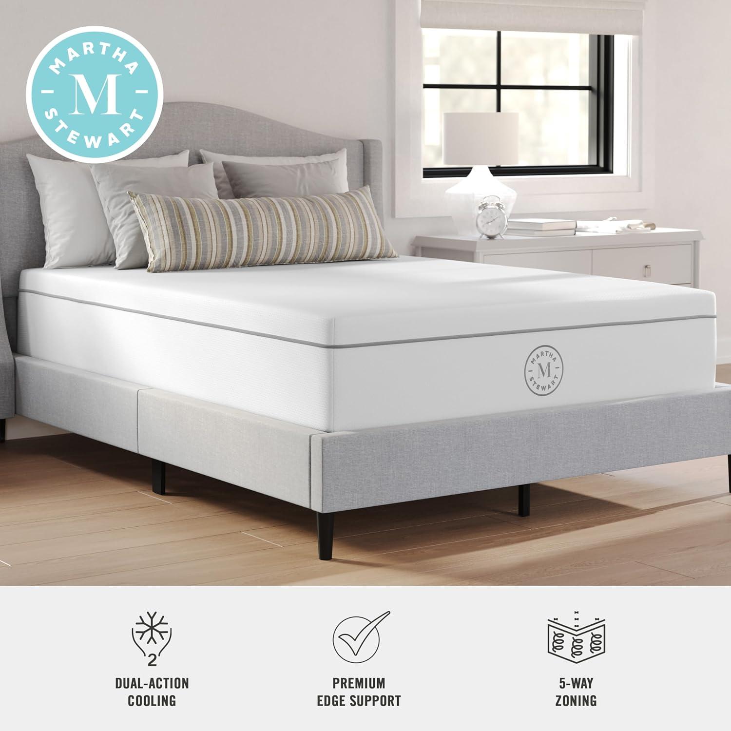 imageMartha Stewart SleepComplete King Mattress in a Box Firm Pocket Spring and Foam Hybrid Mattress DualAction Cooling 5Way Zoning Coolweave Cover 12 quot WhiteFull