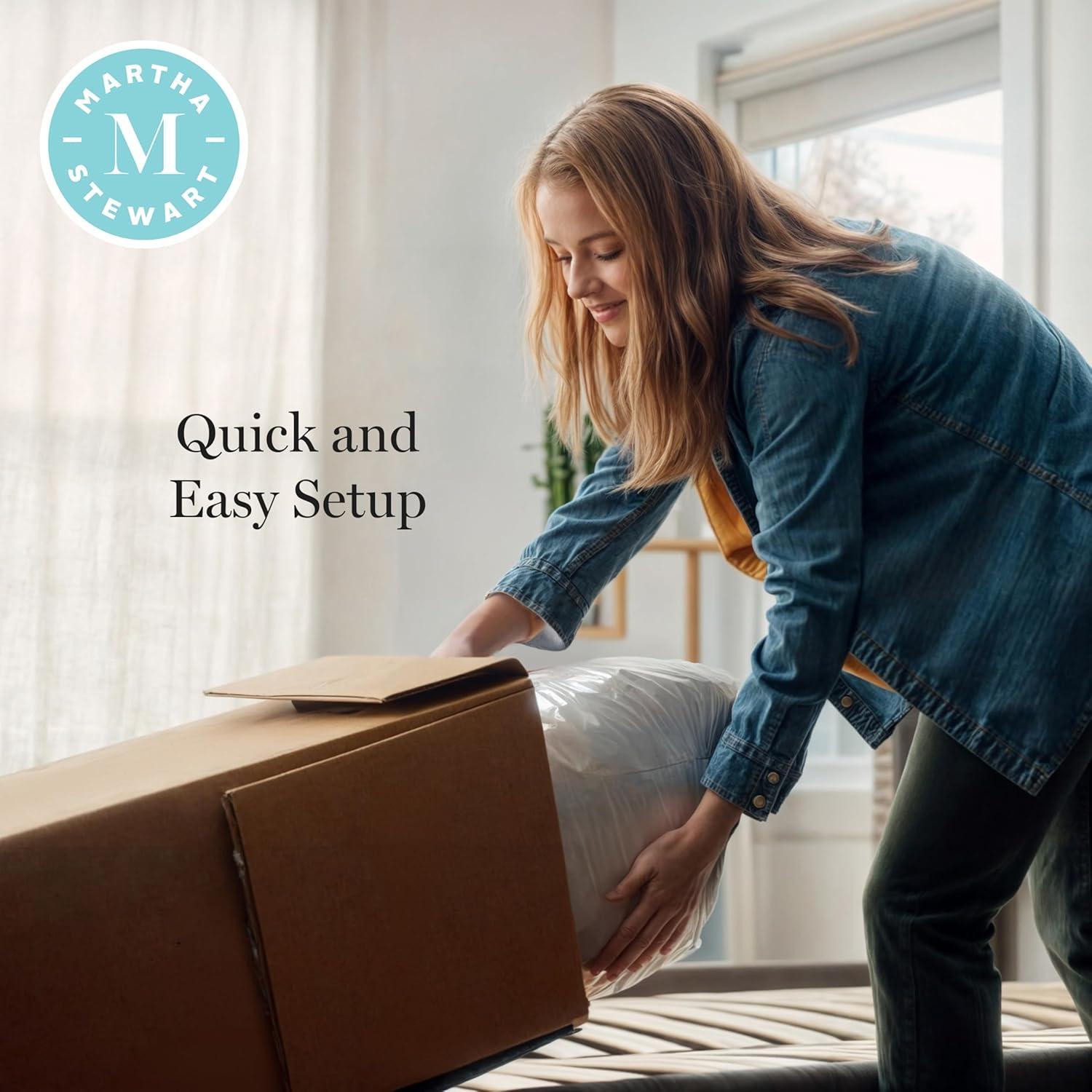 imageMartha Stewart SleepComplete King Mattress in a Box Firm Pocket Spring and Foam Hybrid Mattress DualAction Cooling 5Way Zoning Coolweave Cover 12 quot WhiteFull