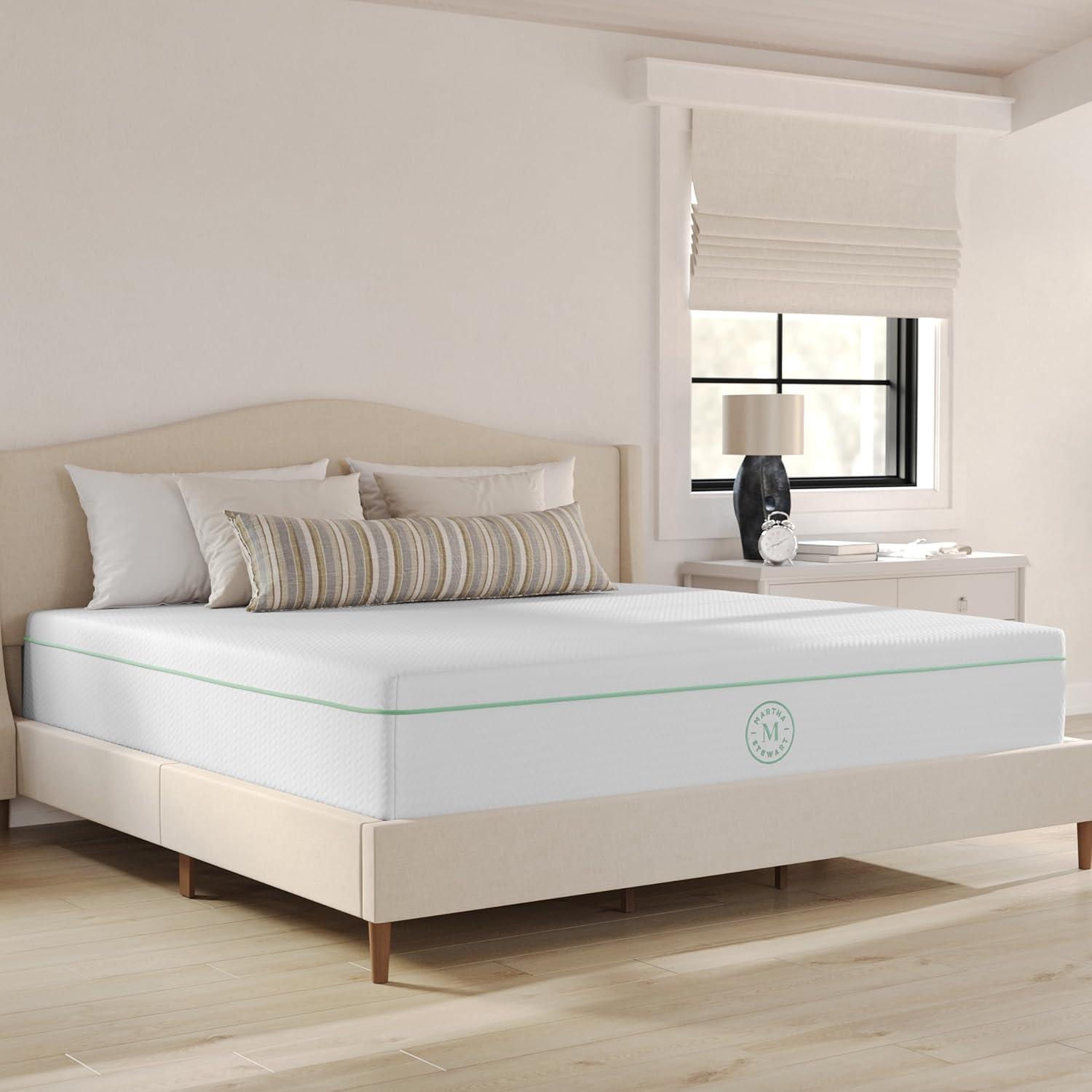 imageMartha Stewart SleepComplete Queen Mattress in a Box MediumFirm TripleAction Cooling Gel Memory Foam Mattress Removable Coolweave Jacquard Cover 12quot WhiteKing
