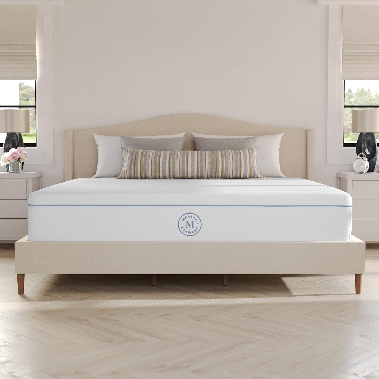 imageMartha Stewart SleepComplete Queen Mattress in a Box MediumFirm TripleAction Cooling Gel Memory Foam Mattress Removable Coolweave Jacquard Cover 12quot WhiteKing