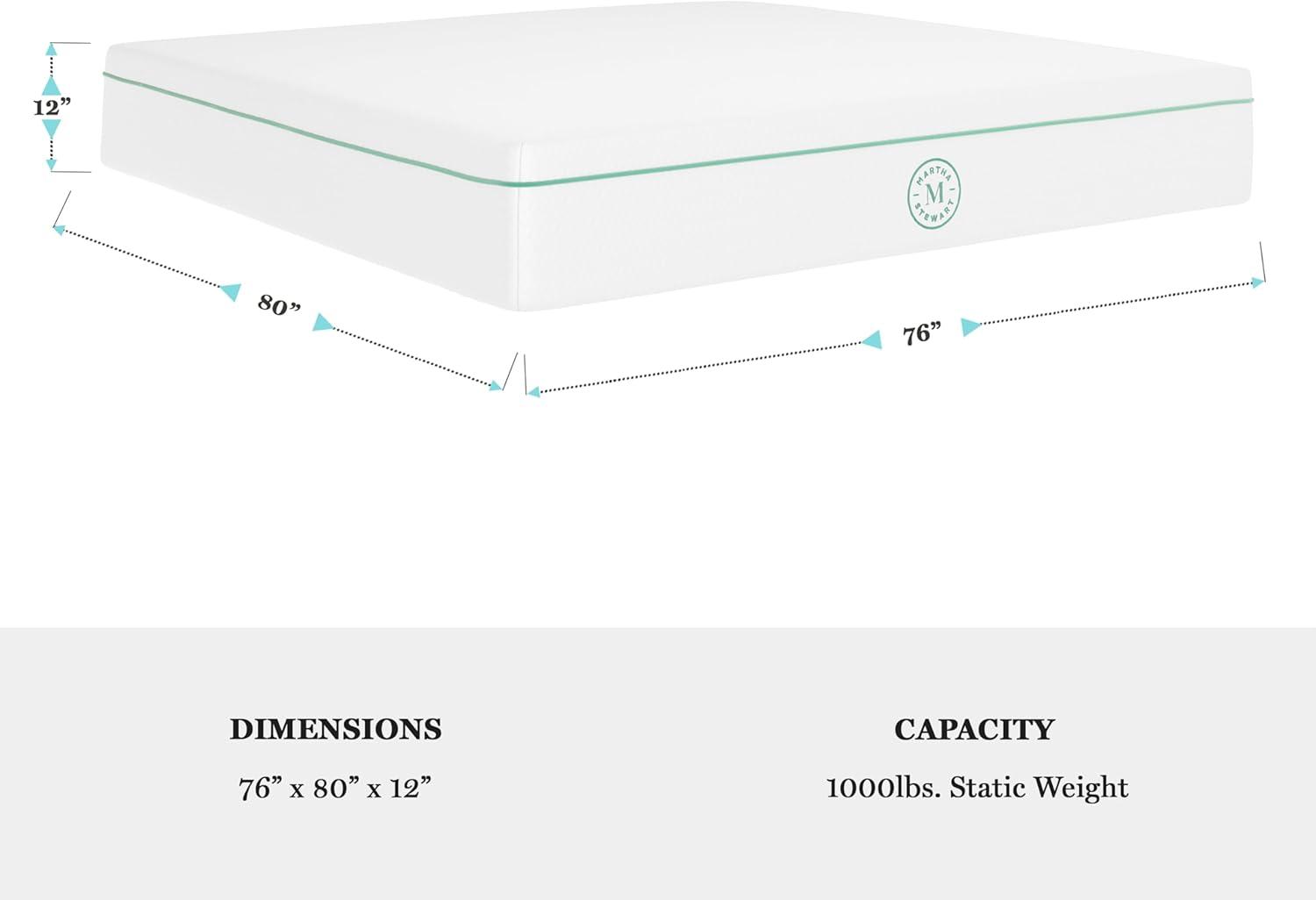 imageMartha Stewart SleepComplete Queen Mattress in a Box MediumFirm TripleAction Cooling Gel Memory Foam Mattress Removable Coolweave Jacquard Cover 12quot WhiteKing