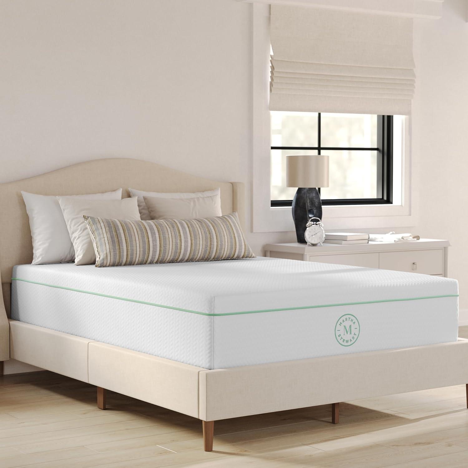 imageMartha Stewart SleepComplete Queen Mattress in a Box MediumFirm TripleAction Cooling Gel Memory Foam Mattress Removable Coolweave Jacquard Cover 12quot WhiteFull
