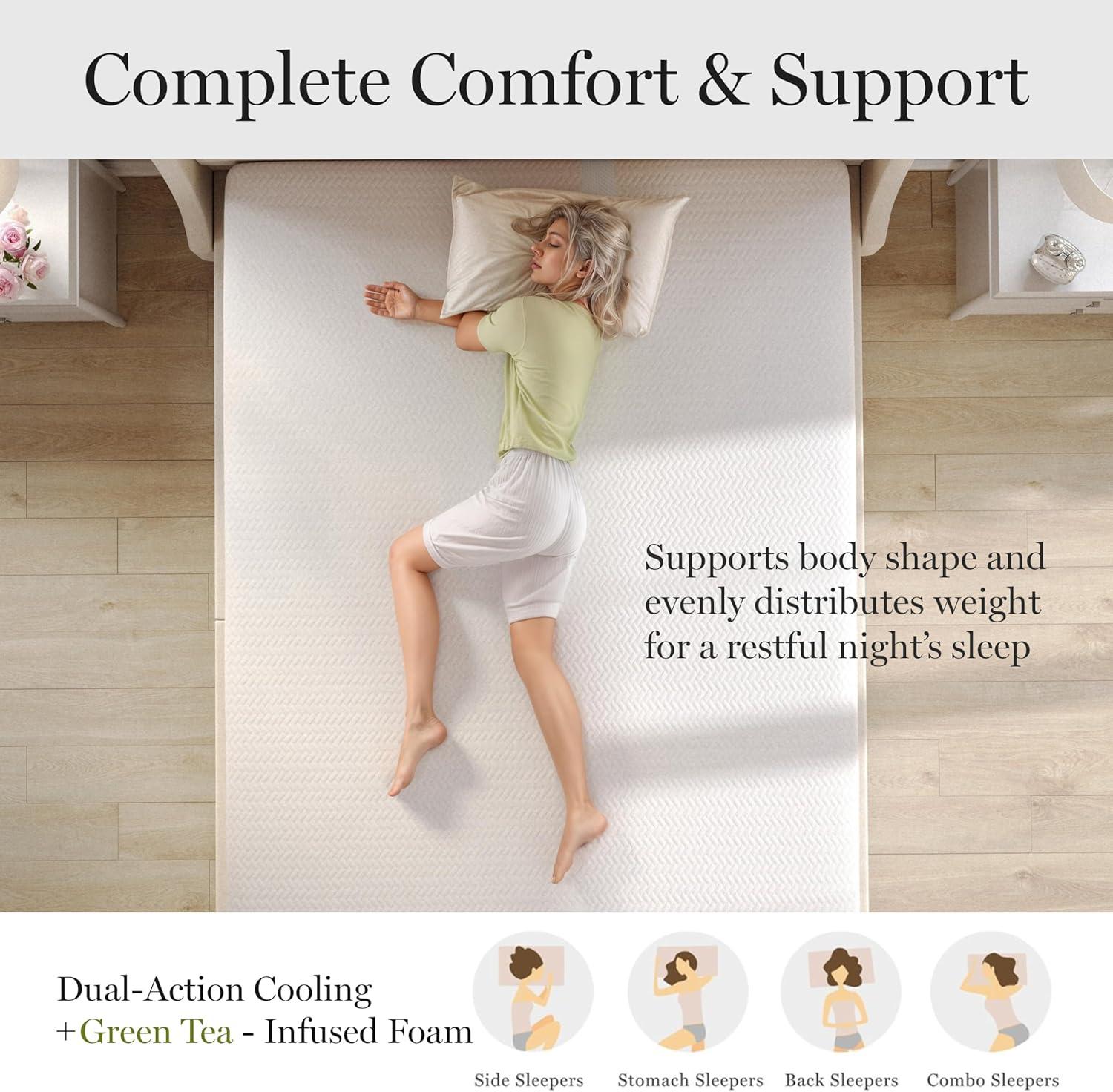 imageMartha Stewart SleepComplete Queen Mattress in a Box MediumFirm TripleAction Cooling Gel Memory Foam Mattress Removable Coolweave Jacquard Cover 12quot WhiteTwin