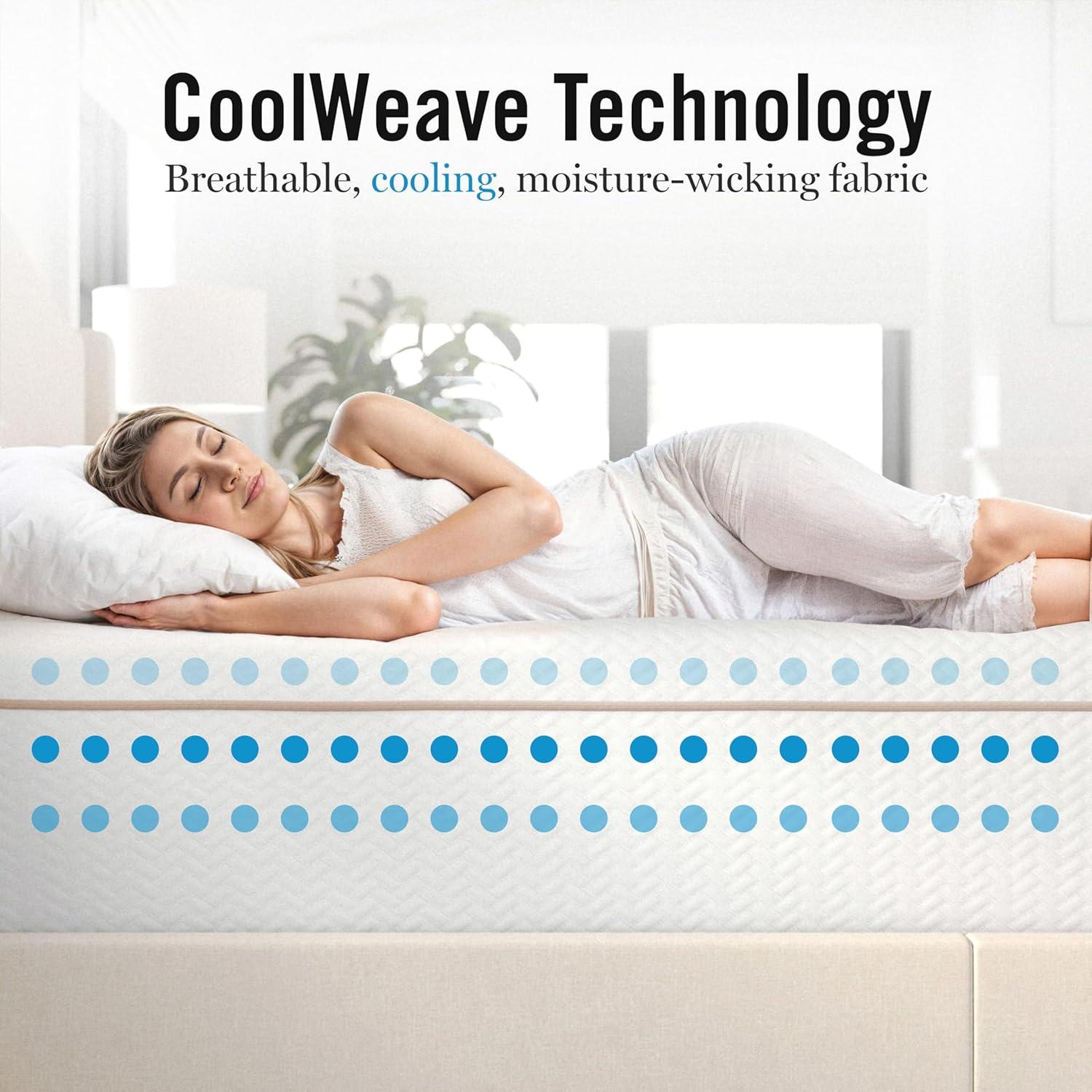 imageMartha Stewart SleepComplete Queen Mattress in a Box MediumPlush DualAction Cooling Gel Memory Foam Mattress Removable Coolweave Jacquard Cover 12quot WhiteWhite