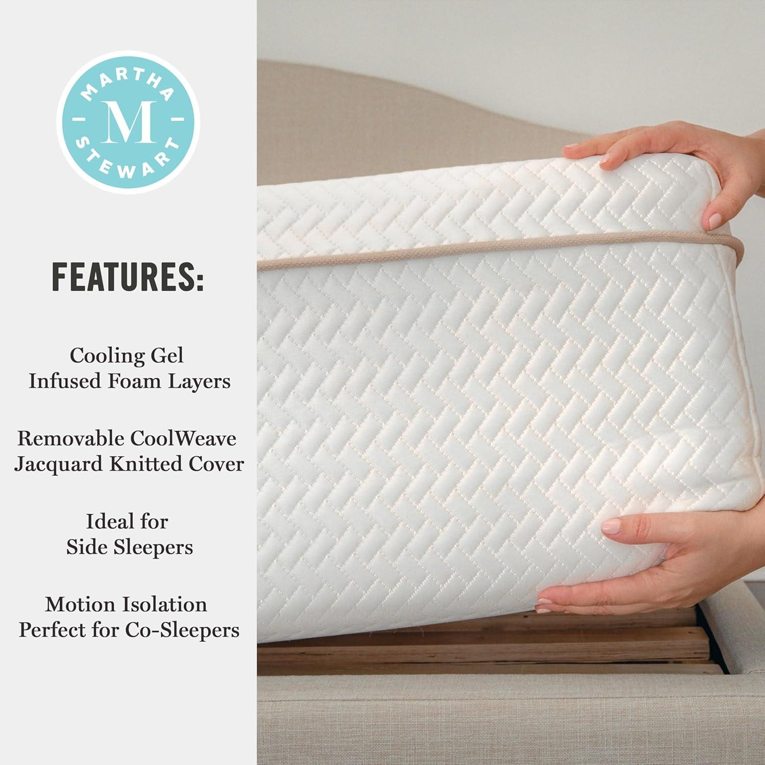 imageMartha Stewart SleepComplete Queen Mattress in a Box MediumPlush DualAction Cooling Gel Memory Foam Mattress Removable Coolweave Jacquard Cover 12quot WhiteWhite