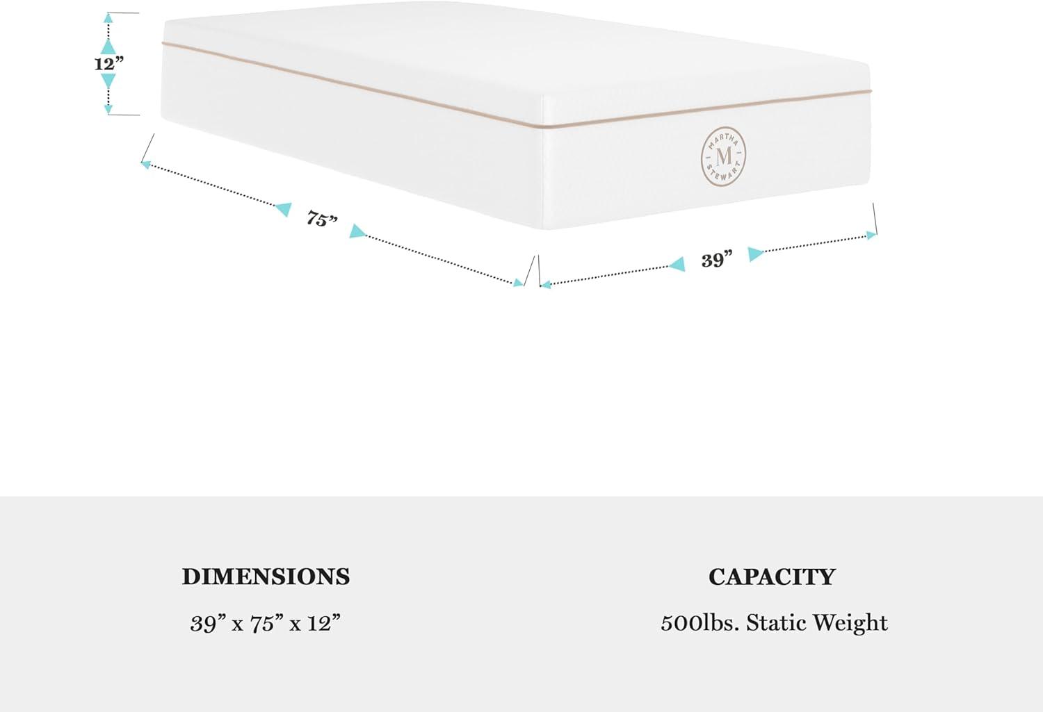 imageMartha Stewart SleepComplete Queen Mattress in a Box MediumPlush DualAction Cooling Gel Memory Foam Mattress Removable Coolweave Jacquard Cover 12quot WhiteWhite