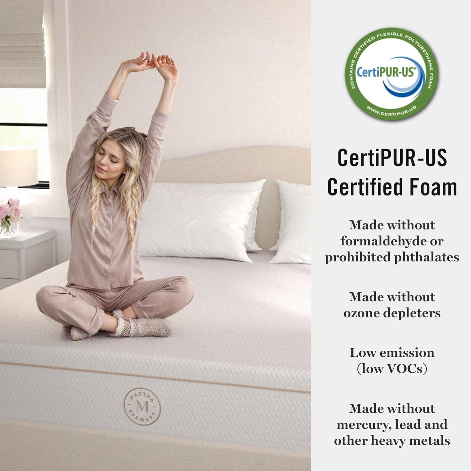imageMartha Stewart SleepComplete Queen Mattress in a Box MediumPlush DualAction Cooling Gel Memory Foam Mattress Removable Coolweave Jacquard Cover 12quot WhiteWhite