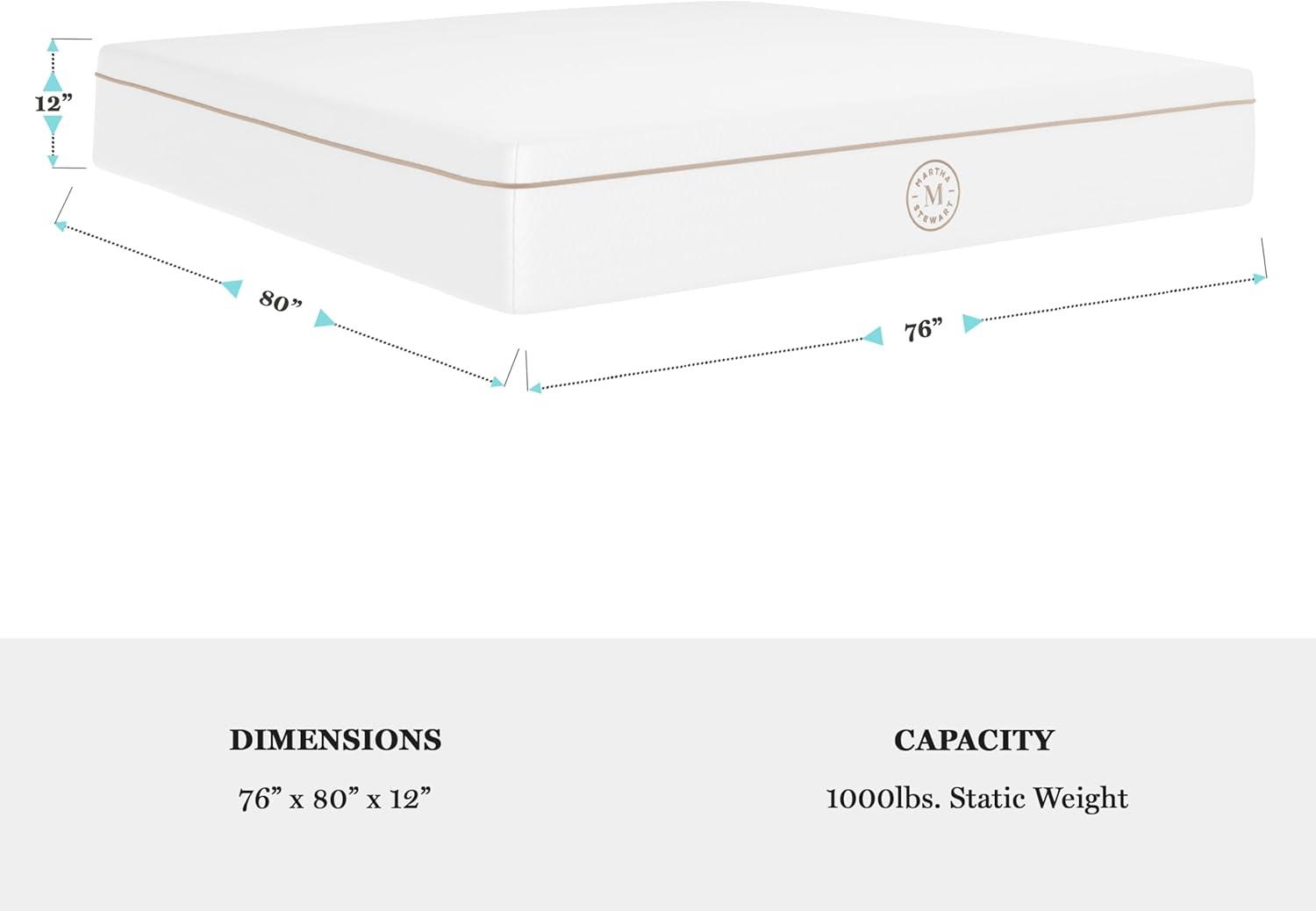 imageMartha Stewart SleepComplete Queen Mattress in a Box MediumPlush DualAction Cooling Gel Memory Foam Mattress Removable Coolweave Jacquard Cover 12quot WhiteWhite