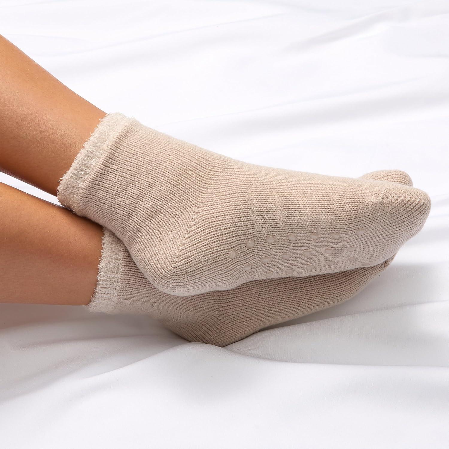 imageMartha Stewart Slipper Socks For Women Non Slip Grips 2 Pairs Fuzzy Warm Cozy Hospital Gifts Winter FallGrey