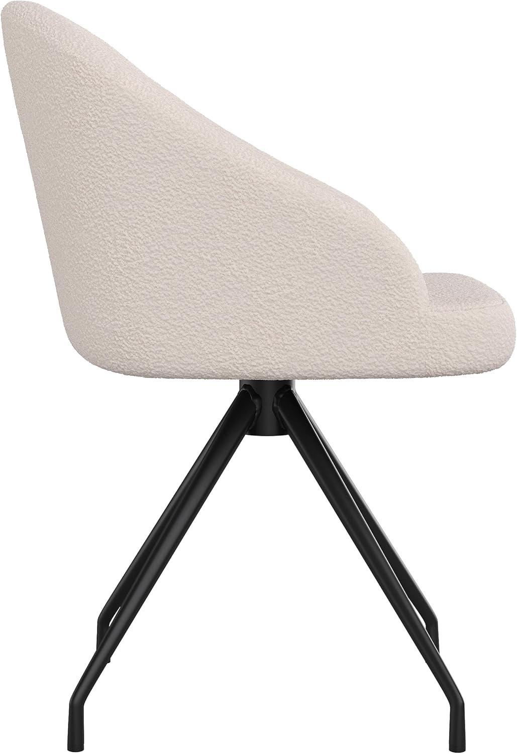 imageMartha Stewart Sora Stationary Swivel Task Chair with Sloped Arms for Home Office in White Boucle with Oil Rubbed Bronze FrameWhite BoucleOil Rubbed Bronze