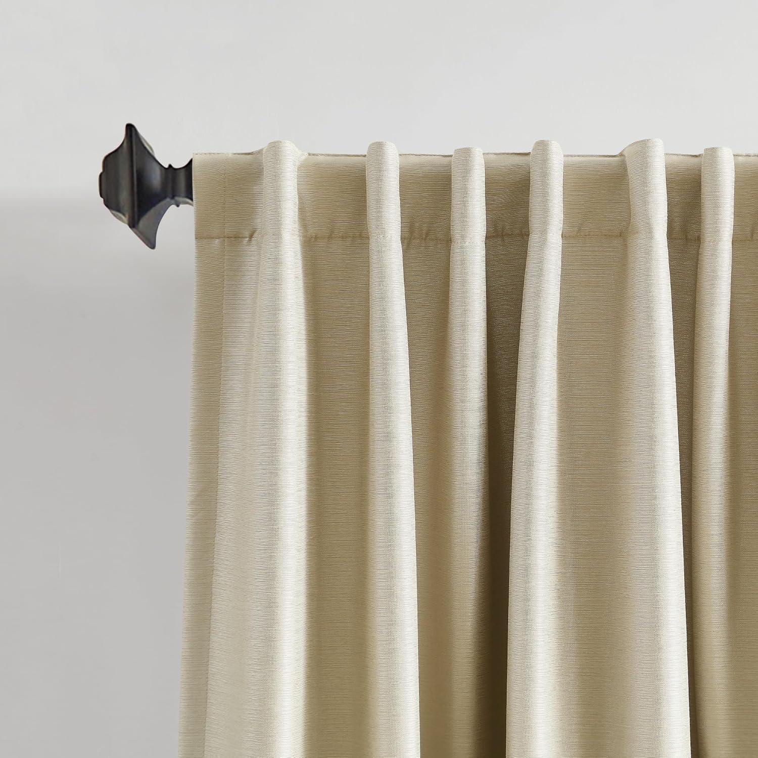 imageMartha Stewart Spellbound Blackout Lining Rod PocketBack Tab Window Curtain Panel Pair 95quot WhiteChampagne