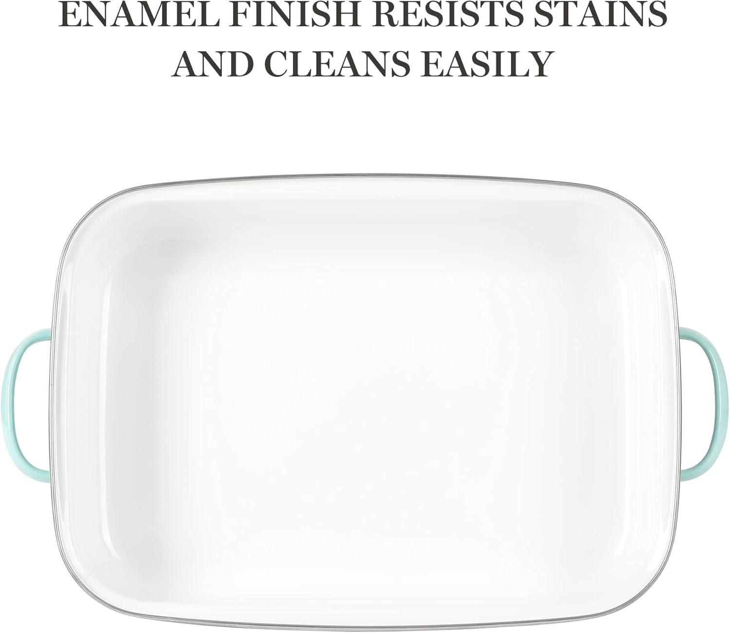 imageMartha Stewart Thayer 16quot Enamel On Steel Roaster Pan wStainless Steel Rack Martha BlueMartha Blue