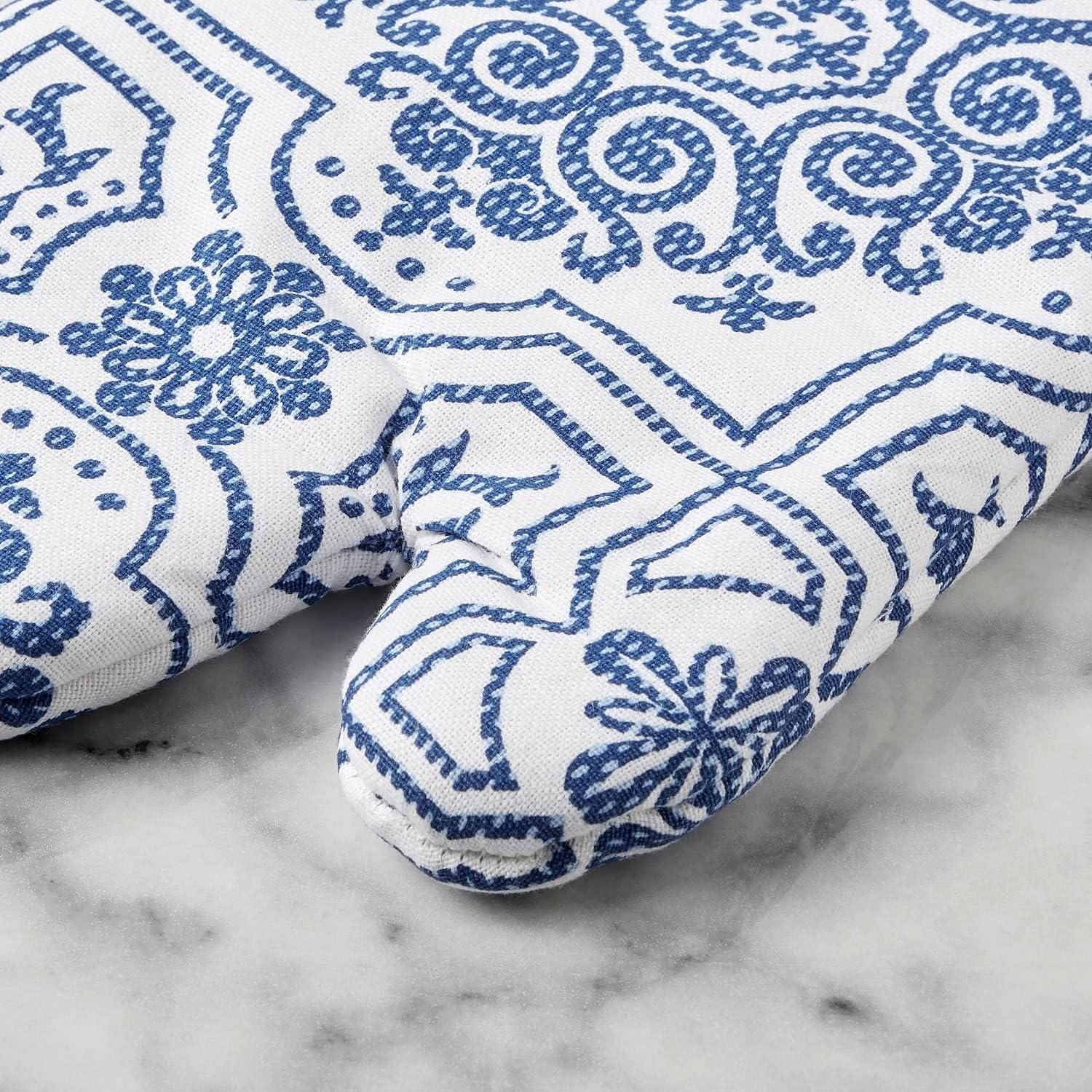 imageMartha Stewart Thin Stripe Oven Mitt 2Pack Set Blue 7quotx13quotStrie Medallion