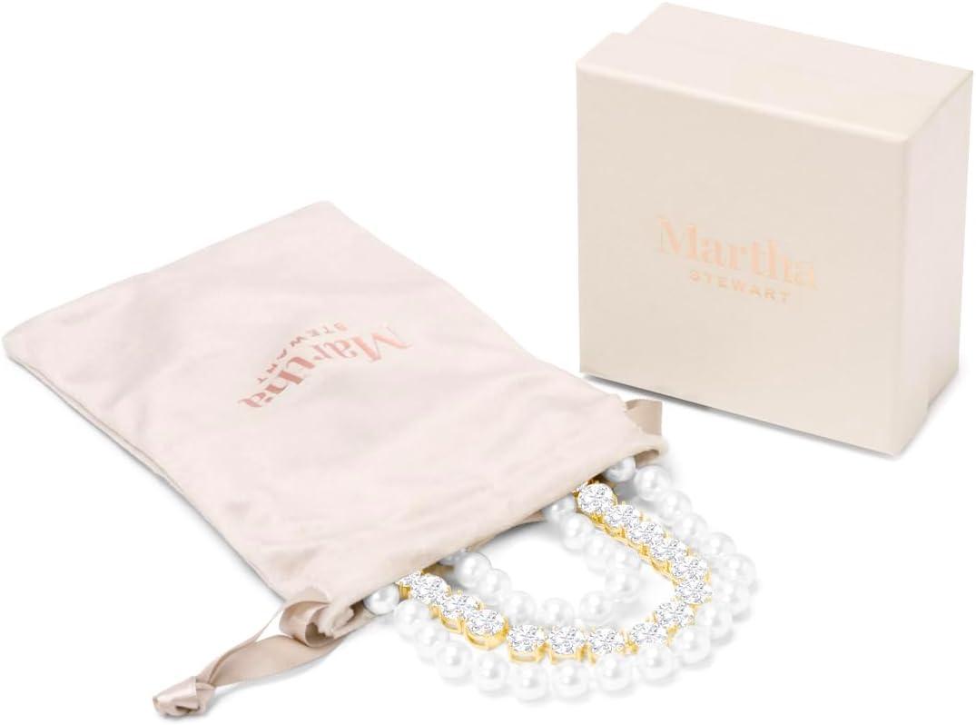 imageMartha Stewart Three Strand Pearl and Crystal Necklace In Gold 18 Inches For Women