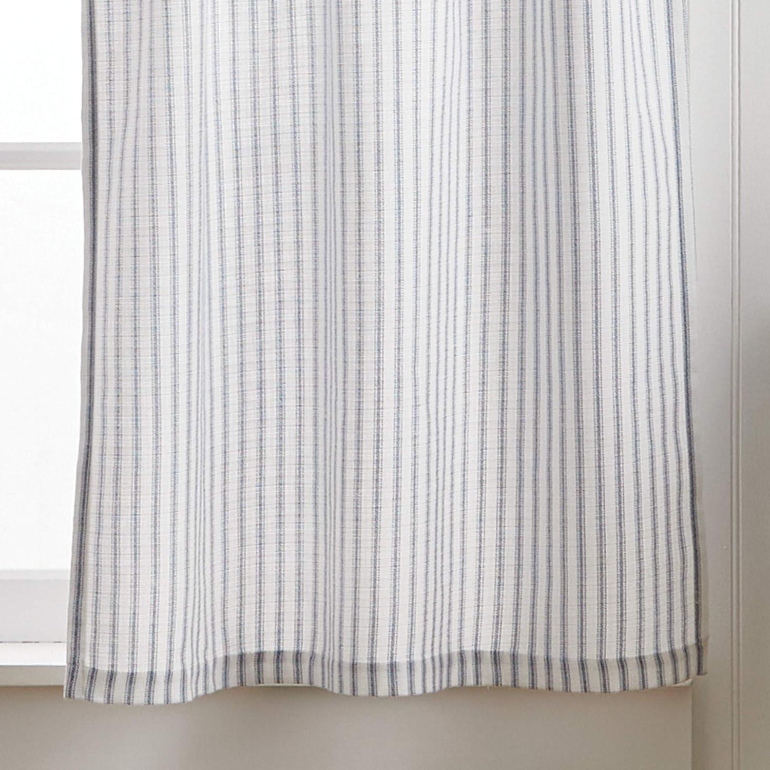 imageMartha Stewart Ticking Stripe 3Piece Window Curtain Valance and Tiers Set White IndigoWhite Indigo